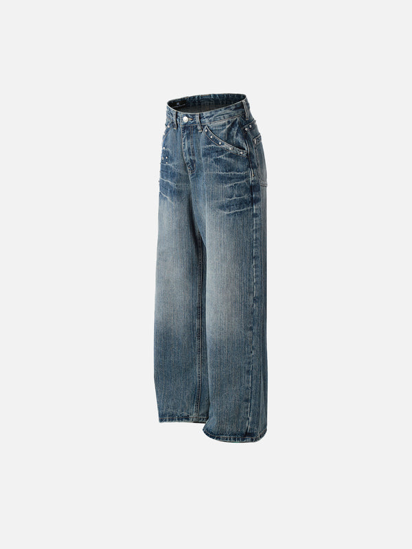 Stelluris Crystal Studded Baggy Jeans