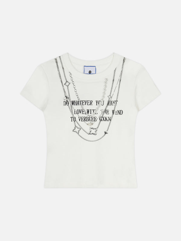 Stelluris Pearl Print Fitted Short Sleeve Tee