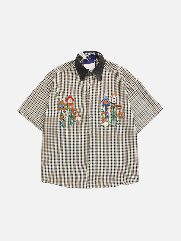 Stelluris Embroidered Patchwork Short Sleeve Shirt