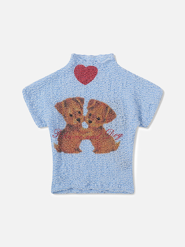 Stelluris Y2K Puppy Crop Short Sleeve Tee