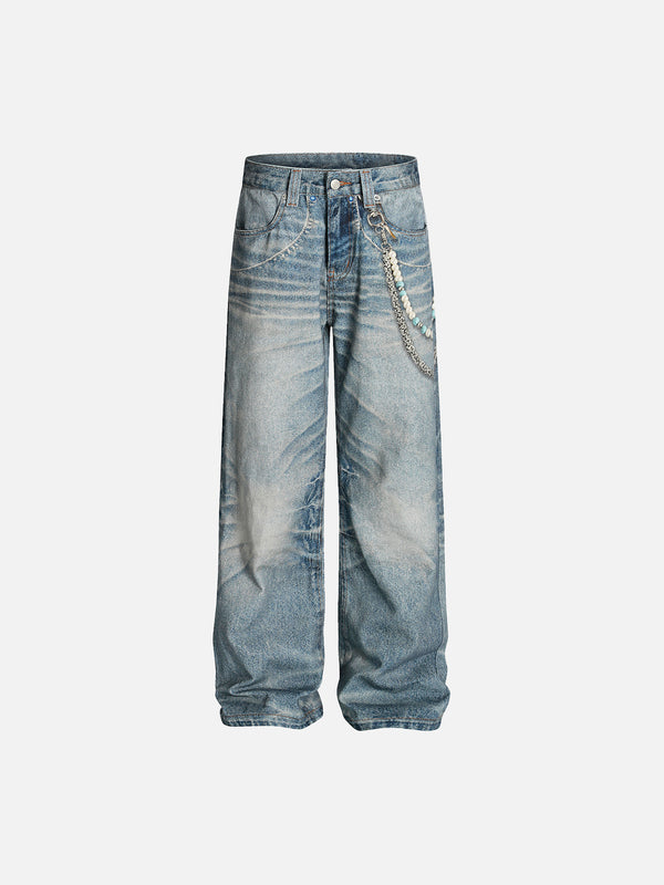 Stelluris Pendant Digital Print Baggy Jeans