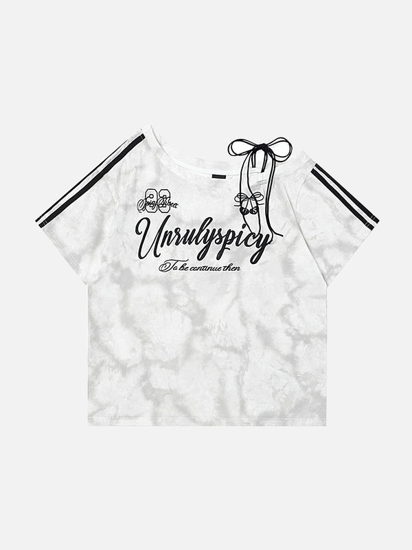 Stelluris Off-Shoulder Gradient Short Sleeve Tee