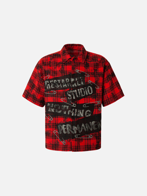 Stelluris Dirty Plaid Graffiti Short Sleeve Shirt
