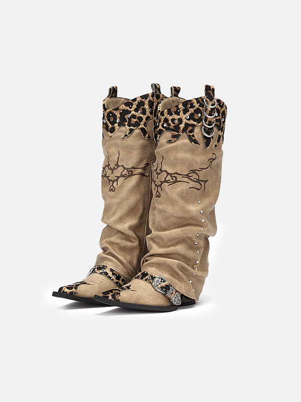Stelluris Leopard Western High Boots