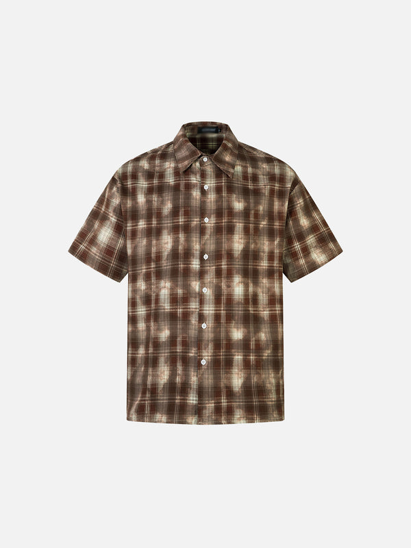 Stelluris Tie-dye Plaid Short Sleeve Shirt