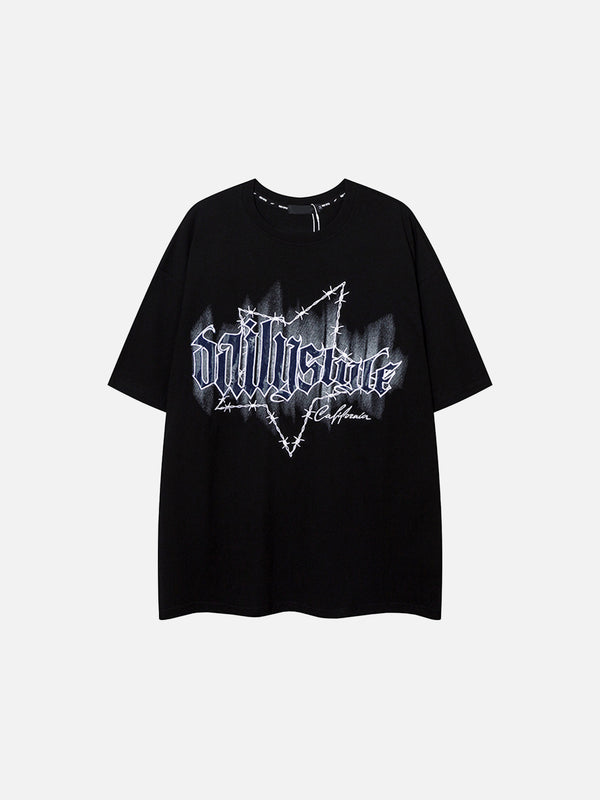 Stelluris Denim Patch Butterfly Short Sleeve Tee