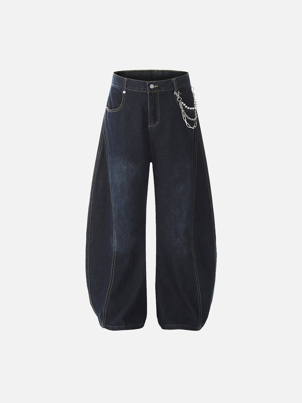 Stelluris Deconstructed Dark Blue Baggy Jeans