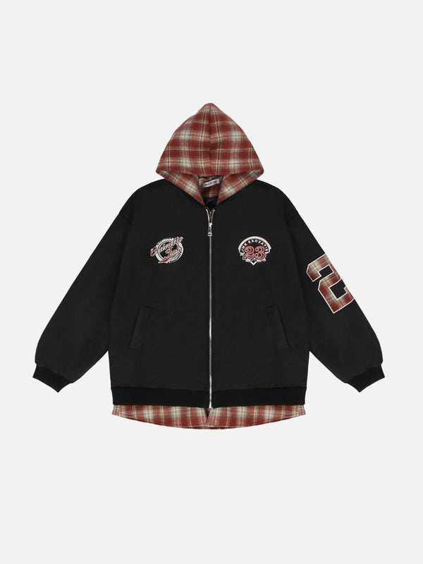 Stelluris Plaid Patchwork Layered Jacket