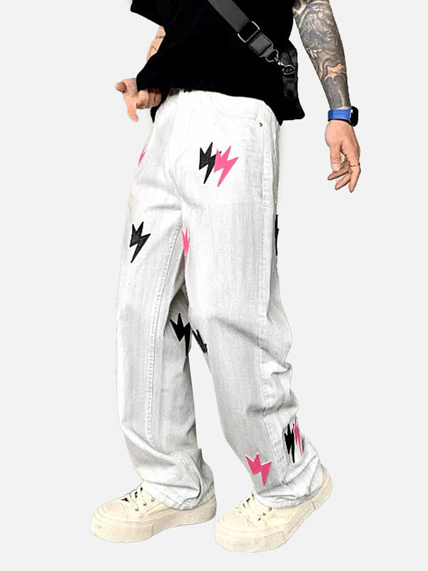 Stelluris Lightning Patch Washed Baggy Jeans