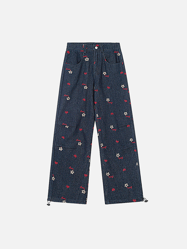 Stelluris Star Embroidered Baggy Jeans