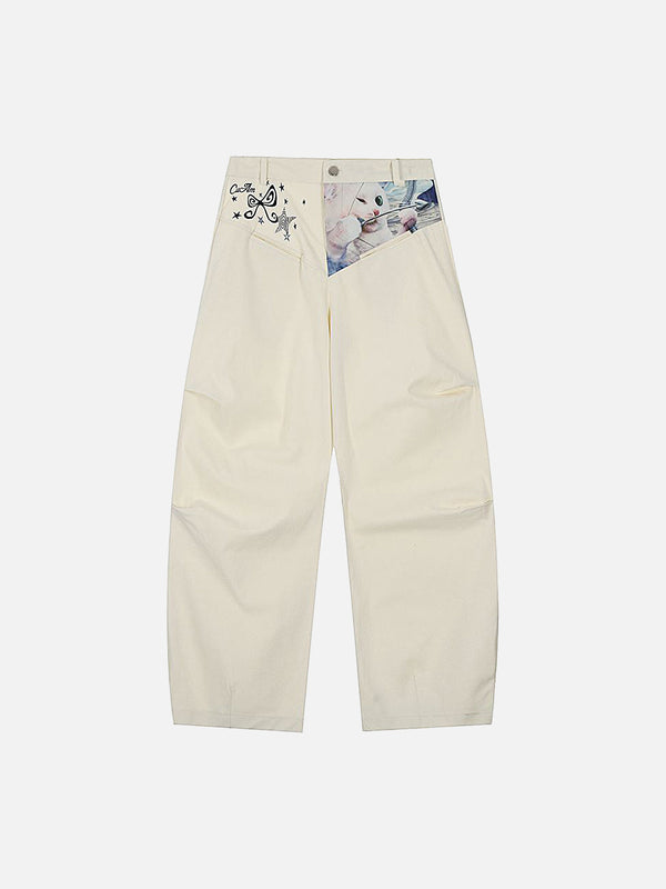 Stelluris Cat Print Casual Baggy Pants