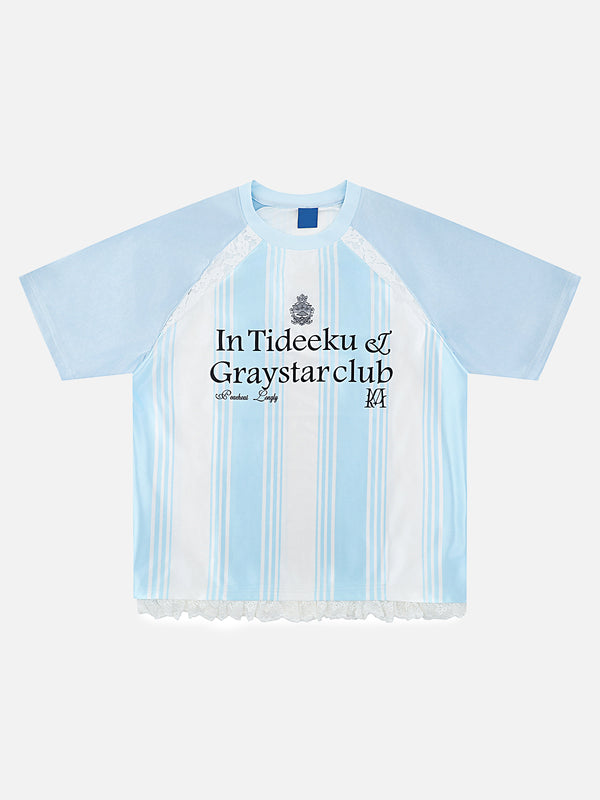 Stelluris Vintage Striped Raglan Short Sleeve Tee
