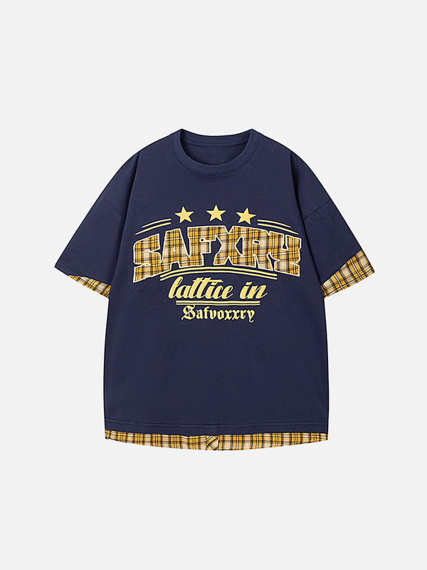 Stelluris Distressed Patchwork Short Sleeve Tee