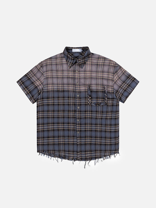 Stelluris Heavyweight Minimalist Check Short Sleeve Shirt