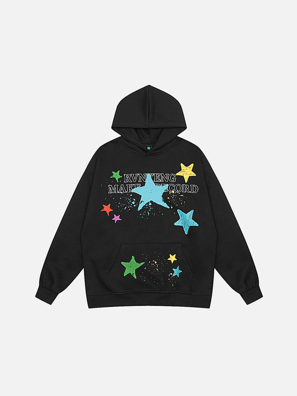 Stelluris Star Print Zip-Up Hoodie
