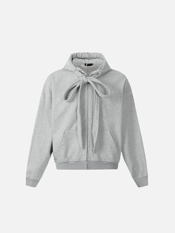 Stelluris Lace-up Vintage Zip-Up Hoodie
