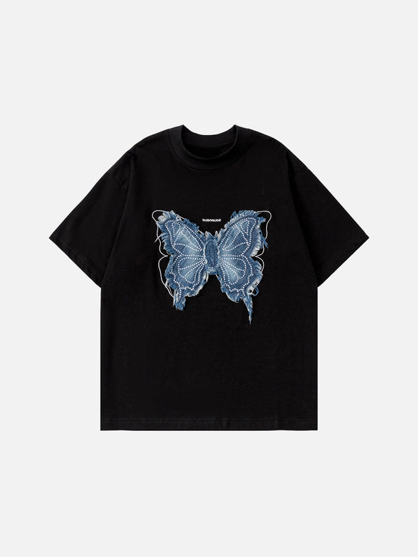 Stelluris Butterfly Embroidery Short Sleeve Tee