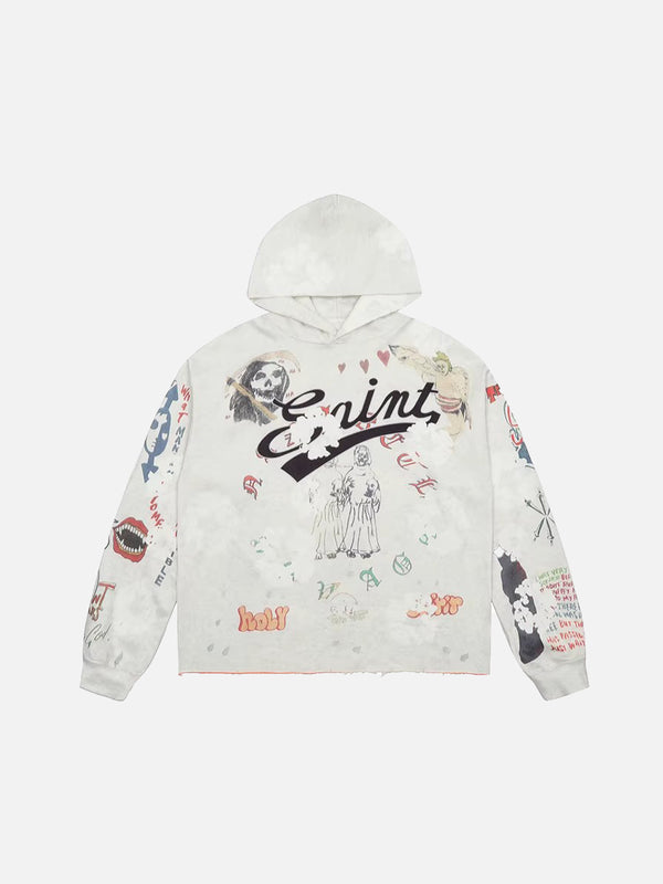 Stelluris Floral Skull Oversized Hoodie