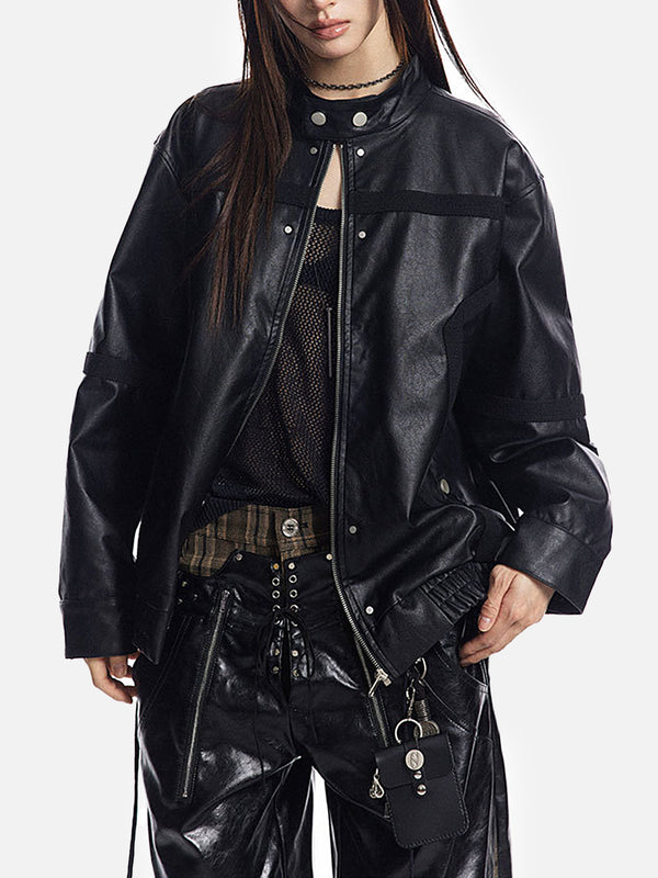 Stelluris Retro Studded PU Jacket