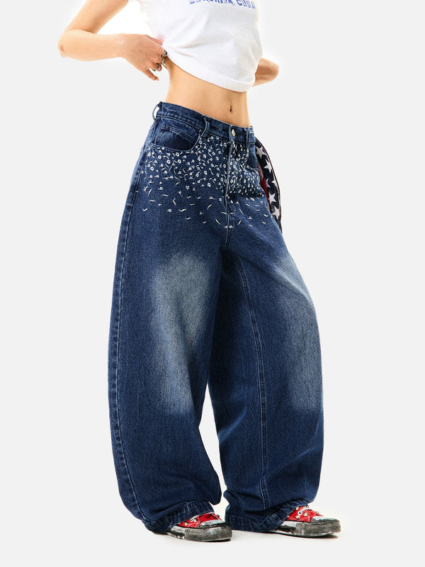 Stelluris Floral Destroyed Baggy Jeans