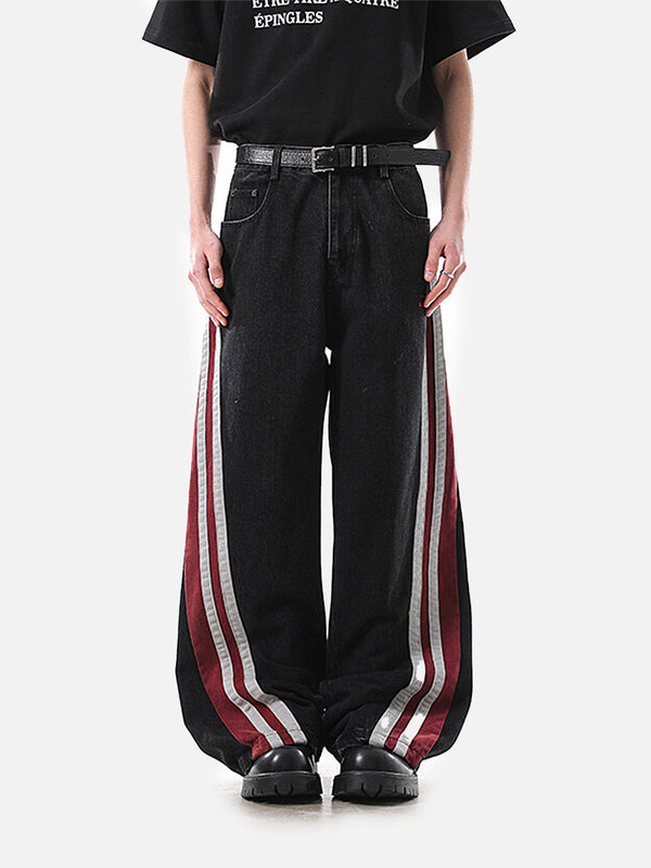 Stelluris Patchwork Striped Baggy Pants
