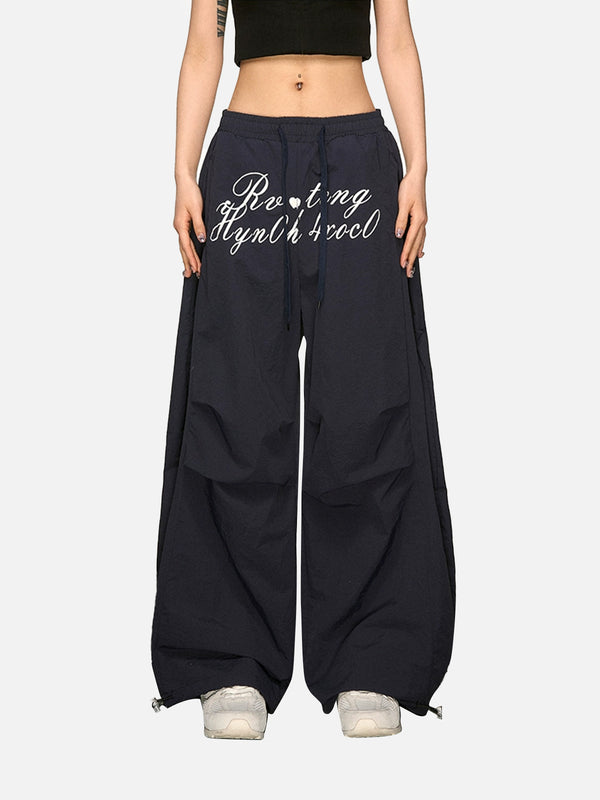 Stelluris Letter Ruched Paratrooper Baggy Pants