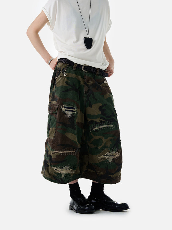 Stelluris Camo Patchwork Cargo Jorts