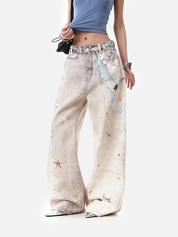 Stelluris Chain Print  Baggy Jeans