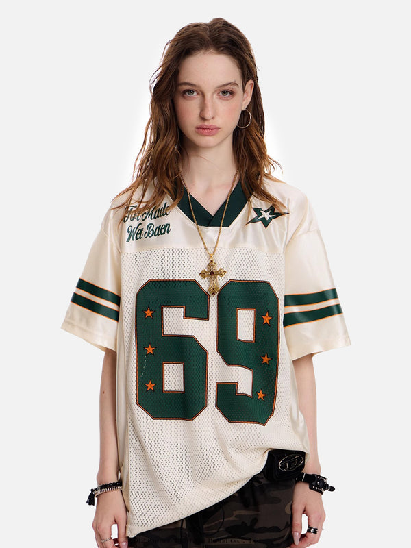 Stelluris Mesh Football V-Neck Short Sleeve Tee