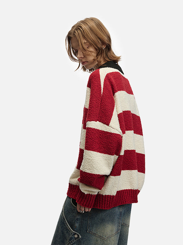 Stelluris Striped Embroidery Sweater