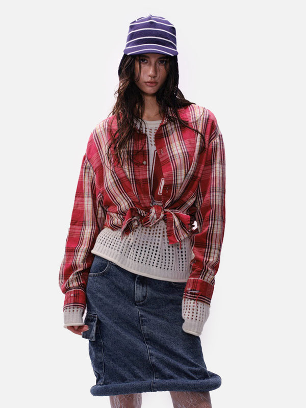 Stelluris Distressed Check Longsleeve Shirt