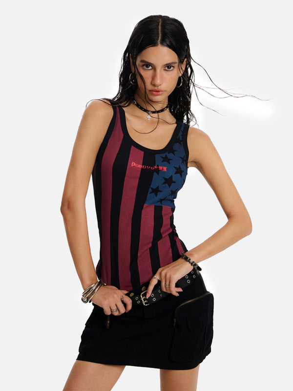 Stelluris Slim Contrast Strap Tank Top