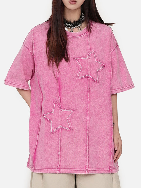 Stelluris Washed Pink Star Short Sleeve Tee