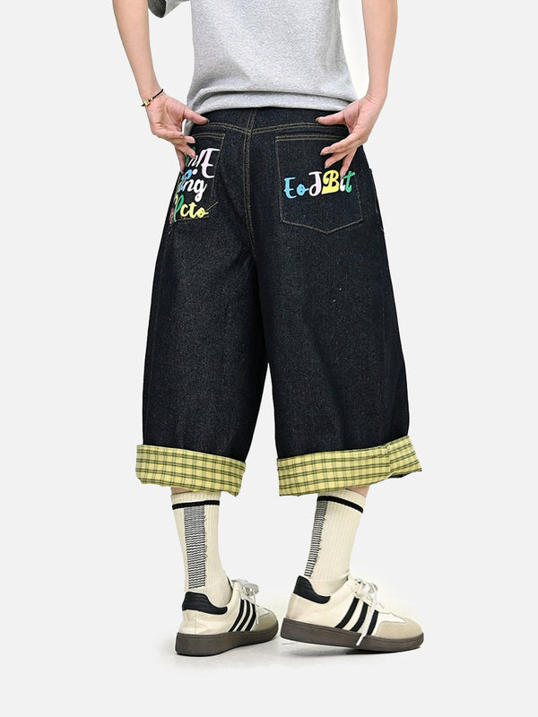 Stelluris Plaid Embroidery Jorts