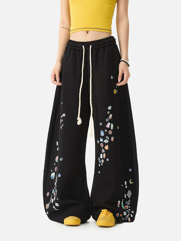 Stelluris Graffiti Flare Baggy Pants